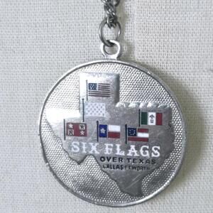 Six Flags Over Texas Dallas Fort Worth Souvenir Coin Pendant Necklace